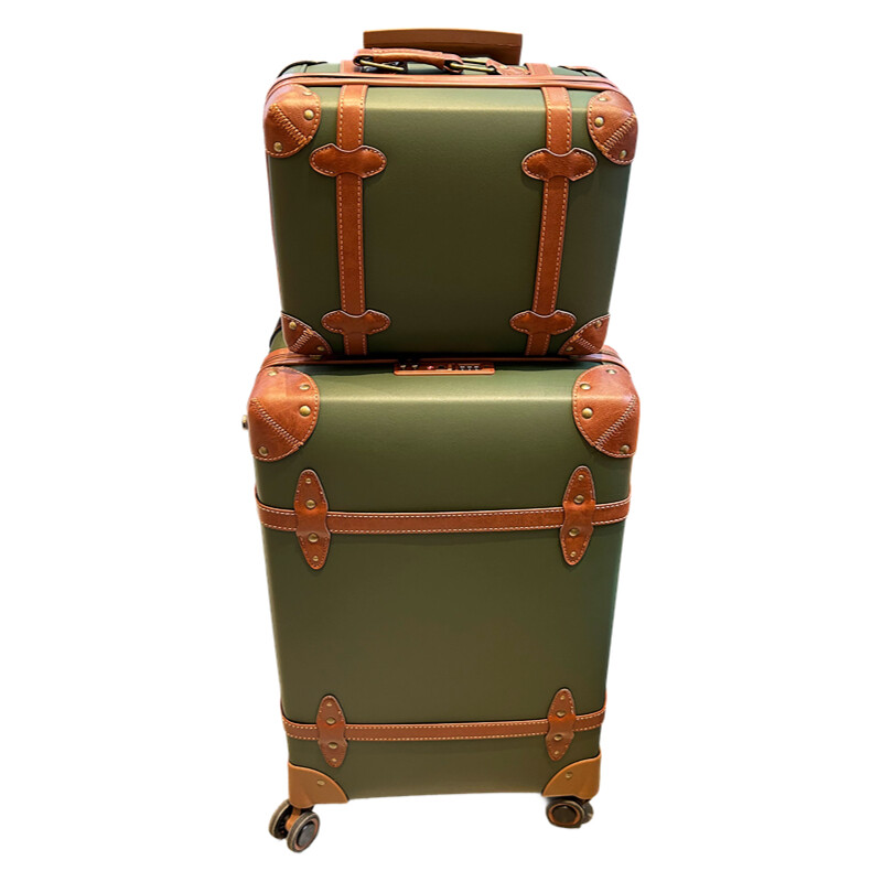 Retro Vintage Trunk Suitcase - Koper Kulit PU Antik untuk Wanita