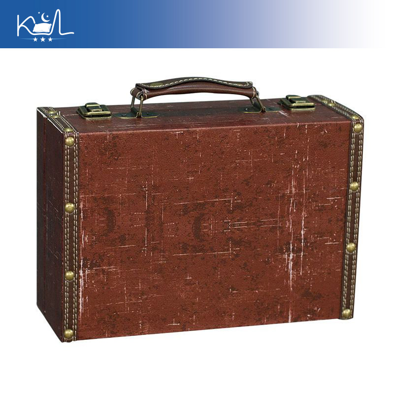 Retro Vintage Trunk Suitcase - Kotak Penyimpanan Koper Dekoratif Merah Vintage,