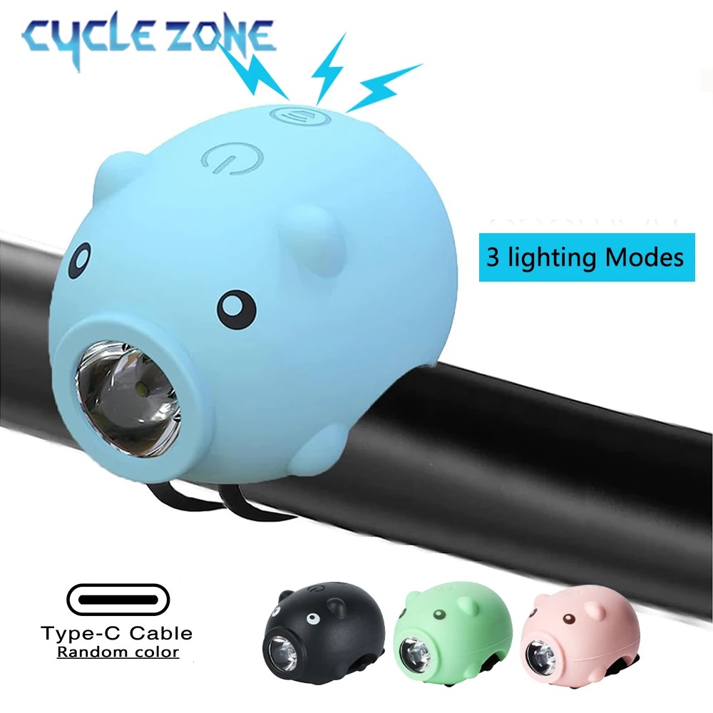Kids Ride On Suitcase Scooter - Lampu Depan Sepeda Bentuk Babi Lucu