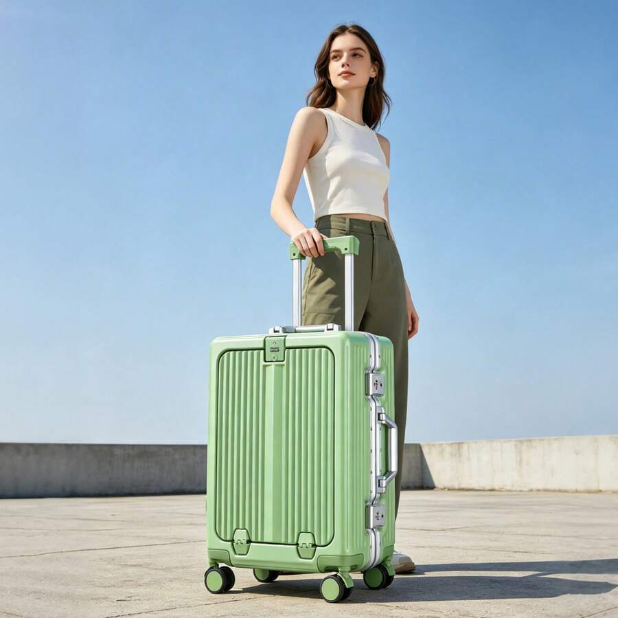 Front Opening Laptop Luggage 24 Inch - Tidal Flash Koper Bingkai Aluminium dengan