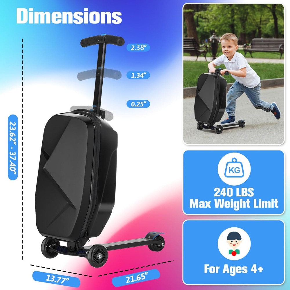 Koper Skuter untuk Anak-Anak:  - Kids Ride On Suitcase Scooter ulasan dan harga