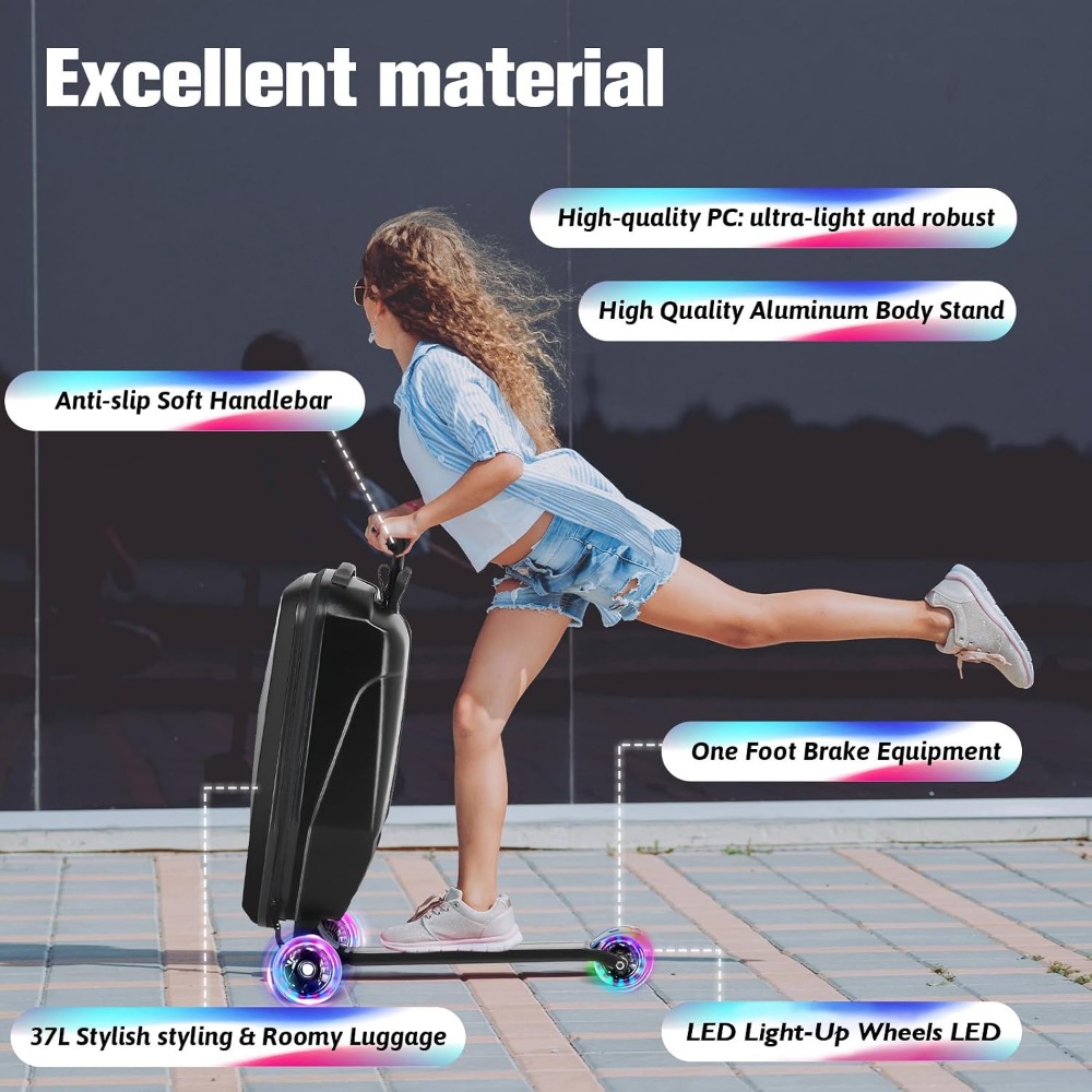 Koper Skuter untuk Anak-Anak:  - Kids Ride On Suitcase Scooter ulasan dan harga