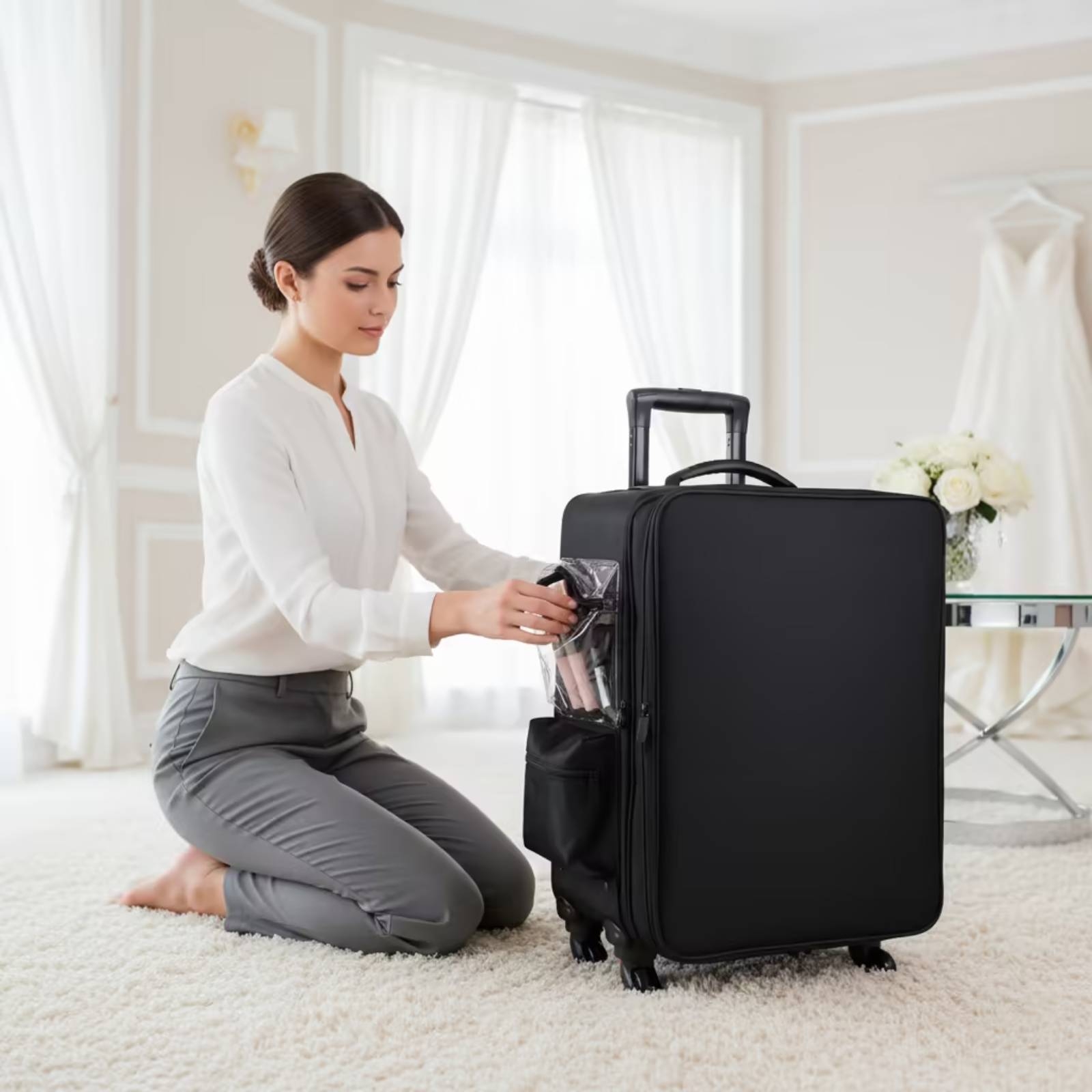 Koper Makeup Beroda dengan Rod - Backpacks ulasan dan harga