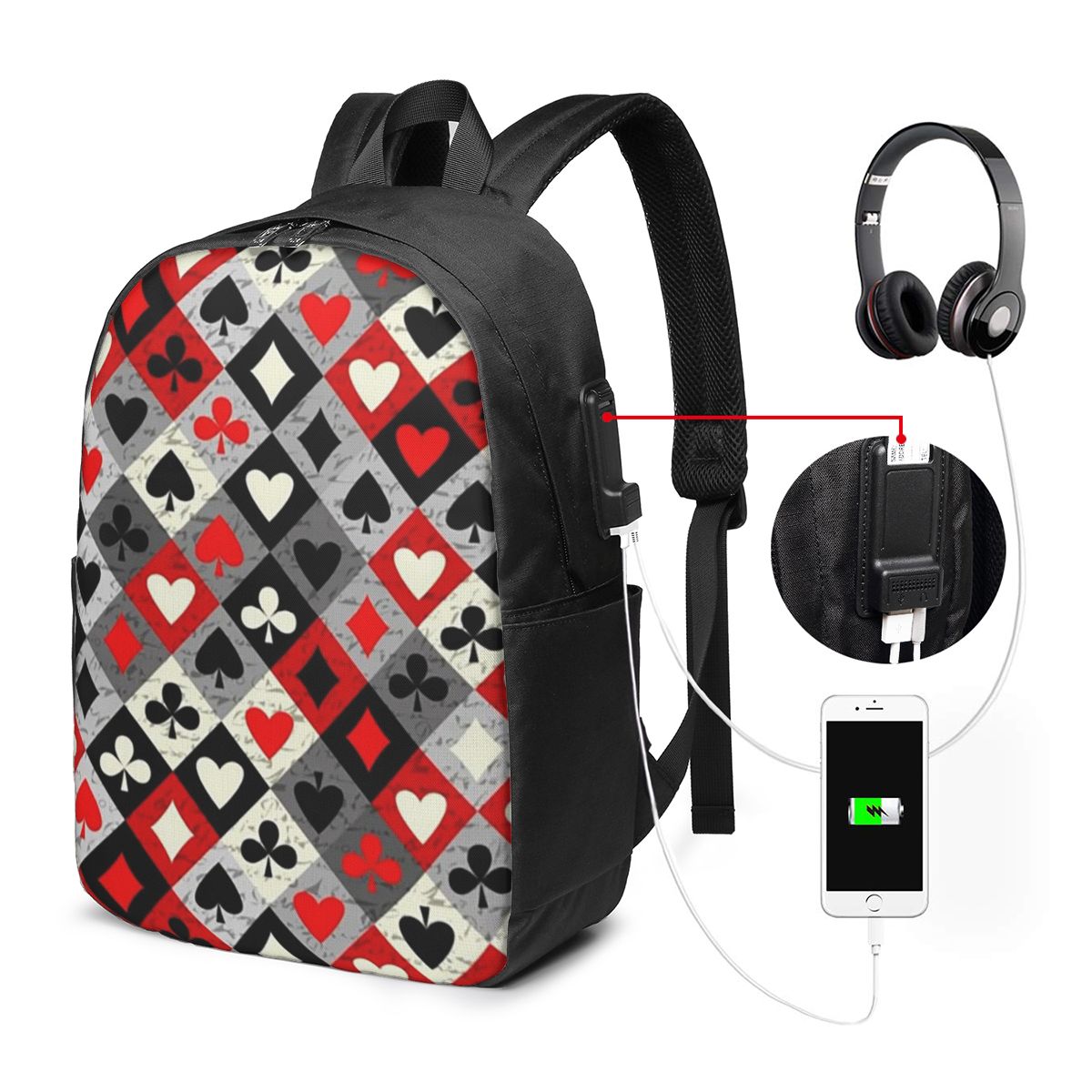 Tas Ransel Motif Kartu Poker,  - Travel Bags ulasan dan harga