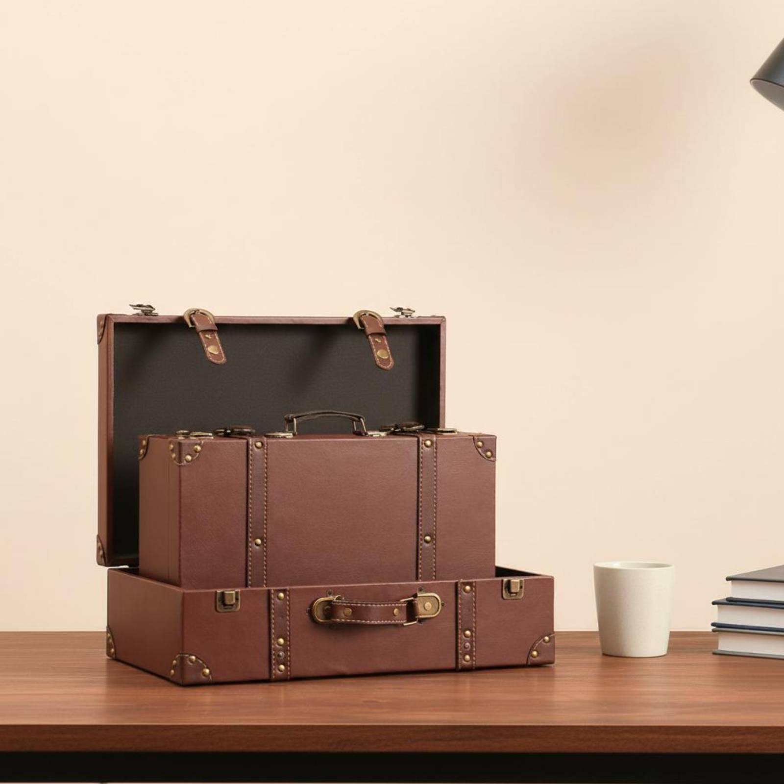 Koper Vintage Berbahan Kulit S - Retro Vintage Trunk Suitcase ulasan dan harga